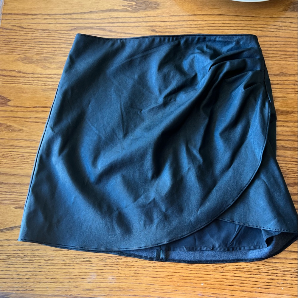 Vegan Leather Ruched Skirt
